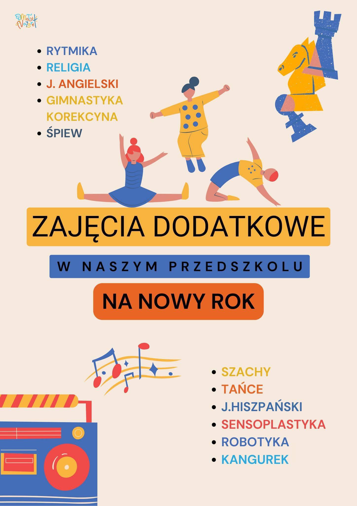 Zajęcia dodatkowe w naszym przedszkolu na rok przedszkolny 2023/2024