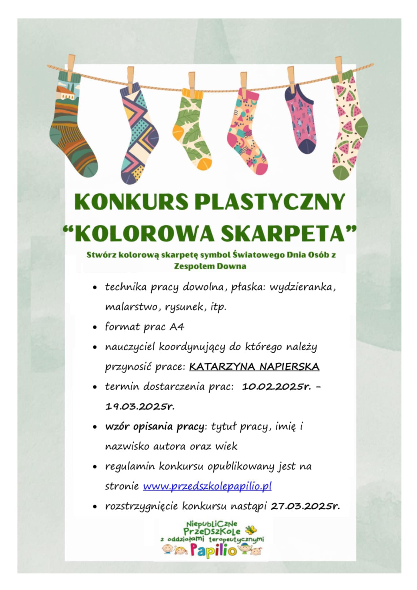 Sukces naszych przedszkolaków w konkursie „Kolorowa skarpeta”