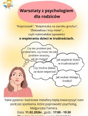 WARSZTATY Z PSYCHOLOGIEM DLA RODZICÓW